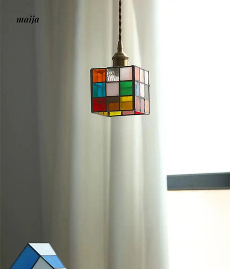 Stained Glass Rubik Glass Pendant Light from maija