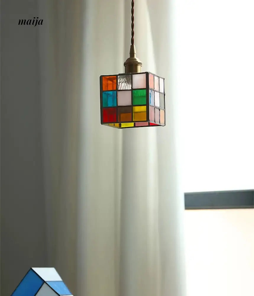 Stained Glass Rubik Glass Pendant Light from maija