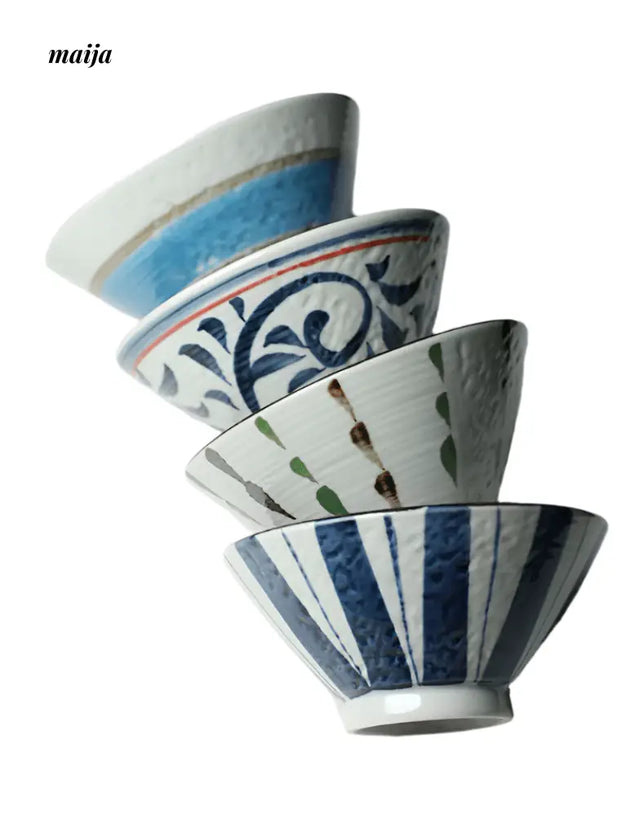 Hand-Painted Underglaze Japanese Rice Bowls from Small Device