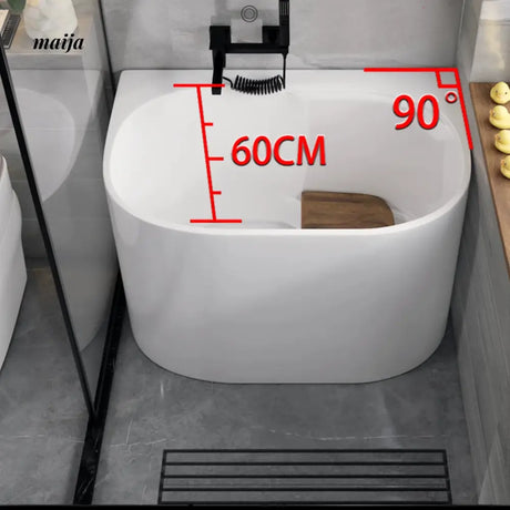 Mini Freestanding Rounded Outer Edge Acrylic Bathtub from maija