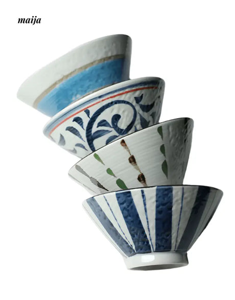 Hand-Painted Underglaze Japanese Rice Bowls from Small Device