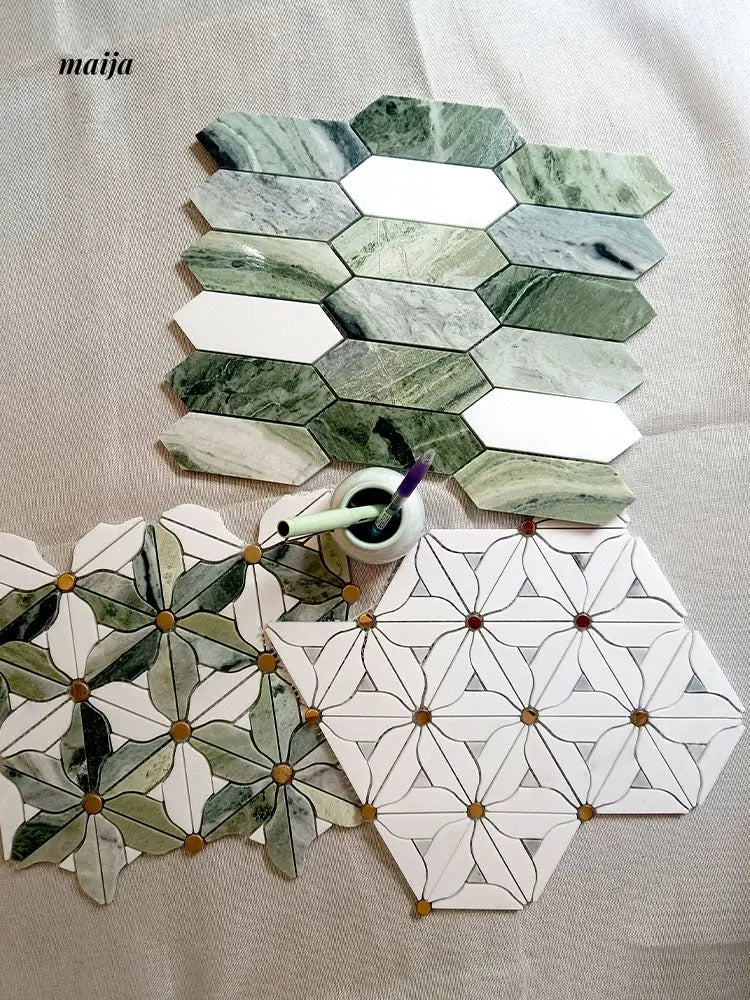 Emerald Mosaic Marble Tiles from LIZARD KING