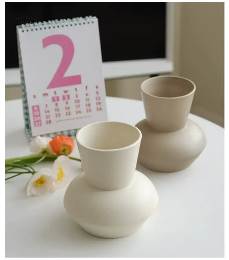 WENSHUO French Cream Wide-Mouth Vase from WENSHUO