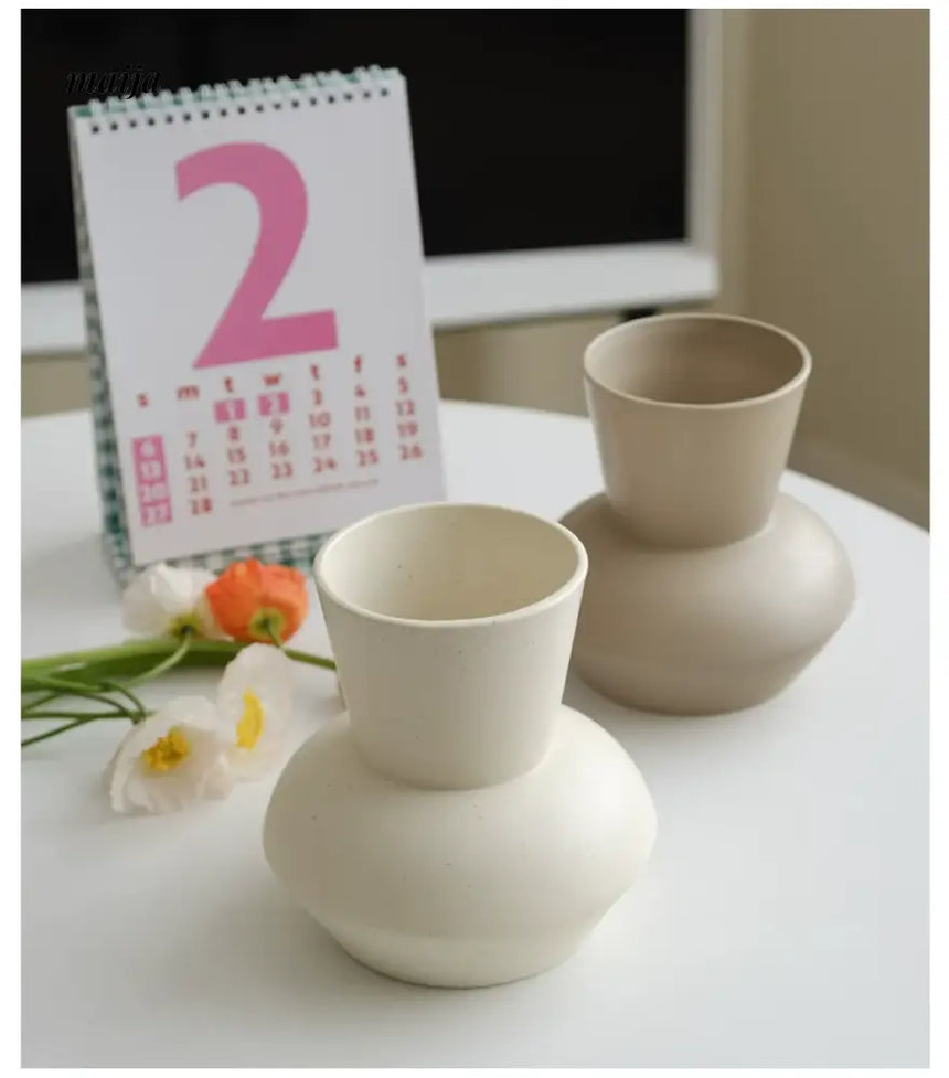 WENSHUO French Cream Wide-Mouth Vase from WENSHUO
