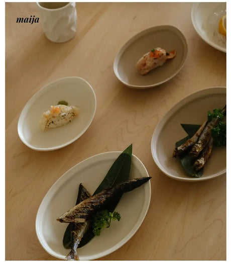 WENSHUO Cream Oval Ceramic Plate from WENSHUO