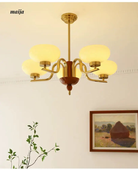 NANCY Teak Chandelier Modern Retro Glass Design from NANCY