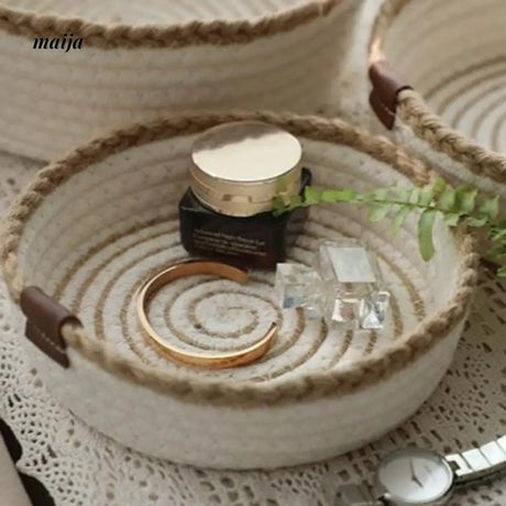 MUYE Hand Braided Shallow Storage Basket from MUYE