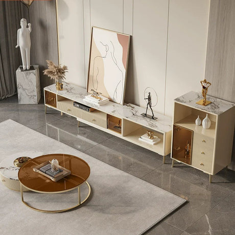 DIPU Celine Round Rock Plate Coffee Table Set from DIPU