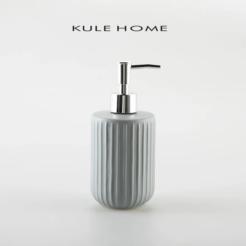 KULE HOME Stripe Ceramic Lotion and Hand Soap Bottle from KULE HOME