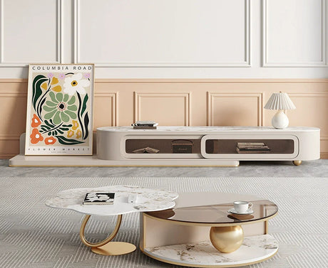 DIPU Janette Italian Luxury Coffee Table & TV Cabinet Set from DIPU