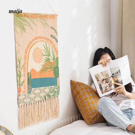 MAN YUE HOME Woven Tapestry for Bedroom Canvas Cotton Linen from MAN YUE HOME