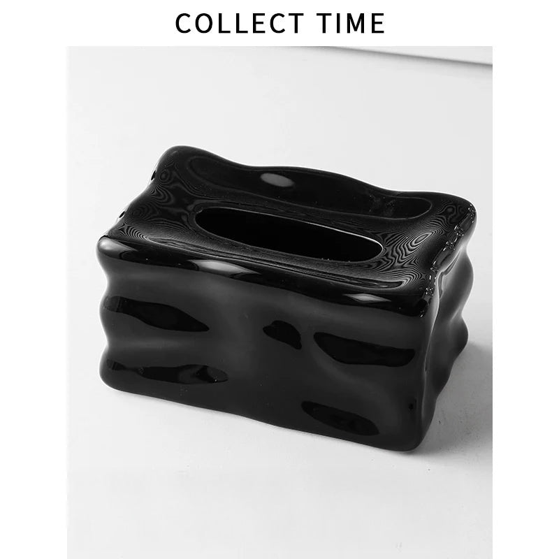 COLLECT TIME Black Paper Tissue Box for Coffee Table from COLLECT TIME