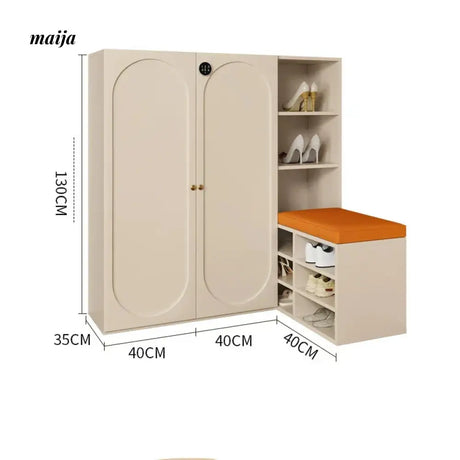 MEIHOUSE Cream Shoe Cabinet with Password Lock Entryway Storage Bench from MEIHOUSE
