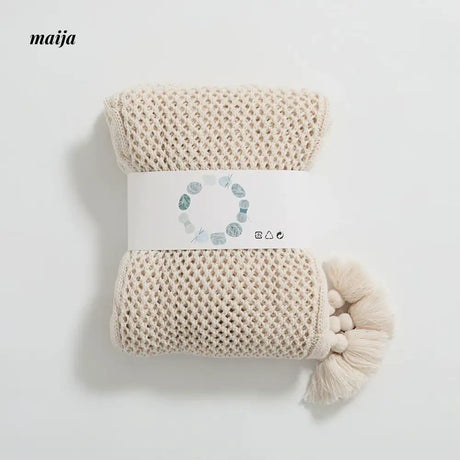 MISTYWOOD Knitted Cushion with Blanket Stripes from MISTYWOOD