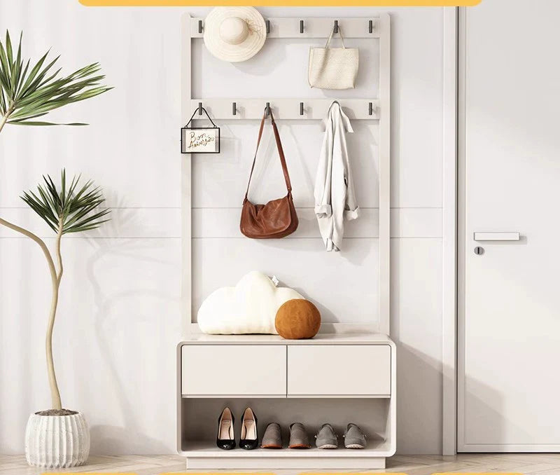 LINYUE Lila Minimalist Wooden Hanger with Shoe Shelf from LINYUE
