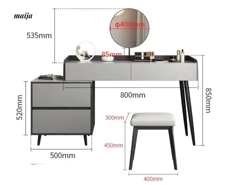 MEIHOUSE Telescopic Scandinavian Dressing Table Modern Bedroom Storage from MEIHOUSE