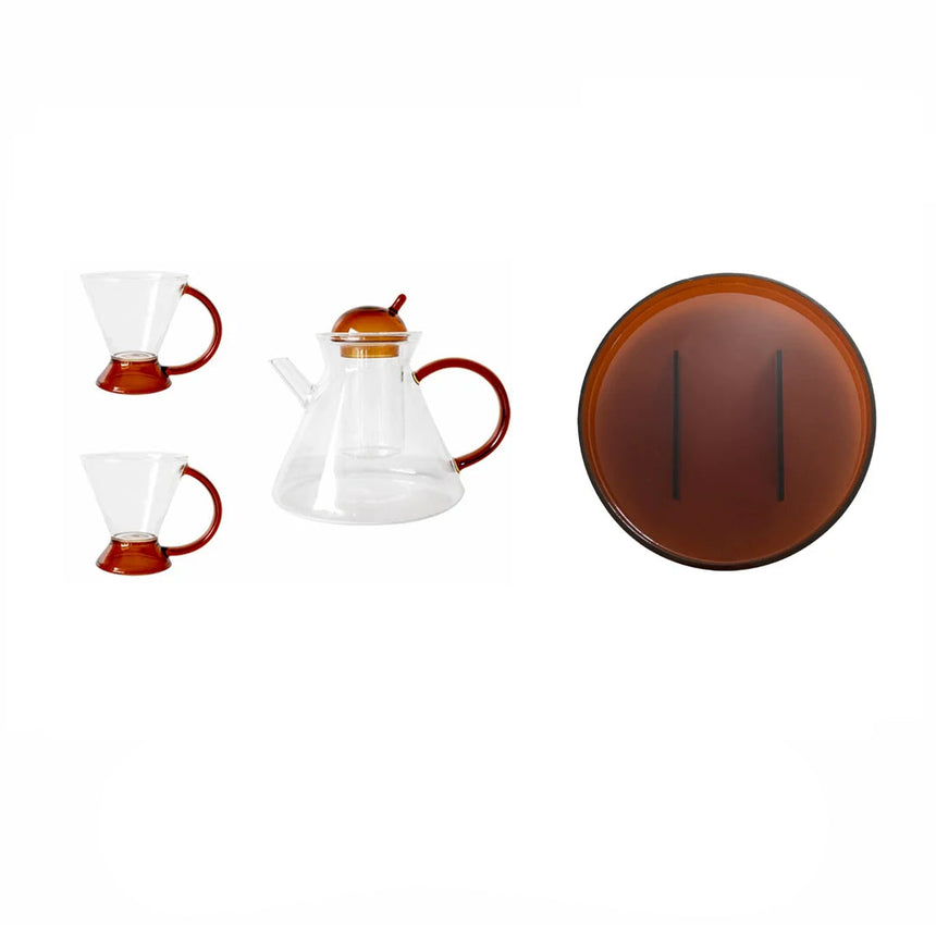 TODAYARTIST Elowen Glossy Scandinavian Tea Set with Amber Cups from TODAYARTIST