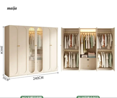 MEIHOUSE French Cream Wardrobe Bedroom Finished Large Storage Cabinet from MEIHOUSE