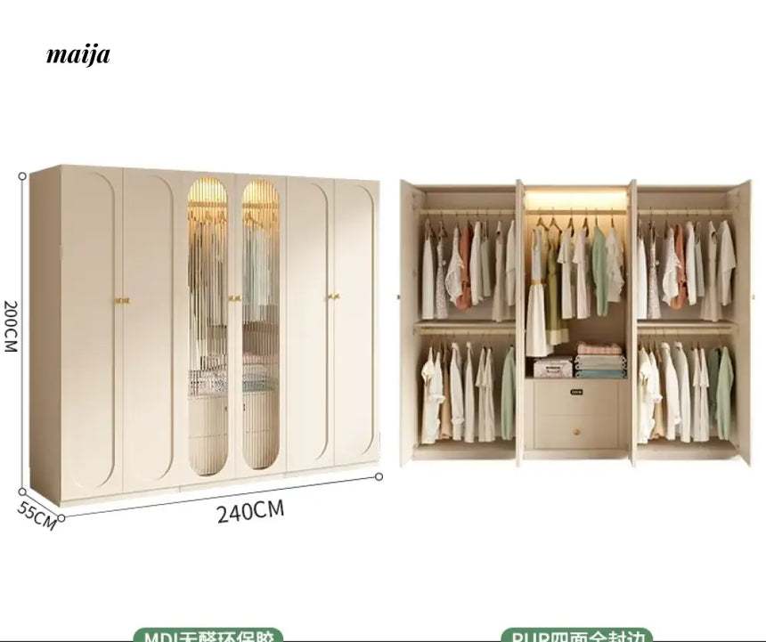 MEIHOUSE French Cream Wardrobe Bedroom Finished Large Storage Cabinet from MEIHOUSE
