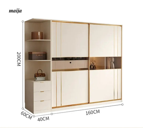 MEIHOUSE Cream Sliding Door Minimalist Bedroom Wardrobe Finished Cabinet from MEIHOUSE