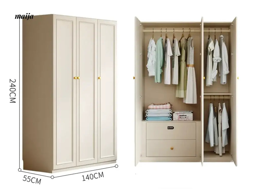 MEIHOUSE French Cream European Pine Wardrobe Bedroom Storage Cabinet from MEIHOUSE