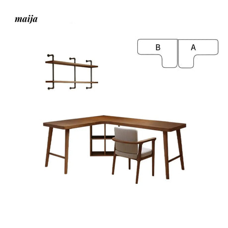 SUNX L Shaped Solid Wood Table from maija