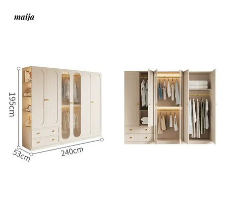 MEIHOUSE French Cream Wardrobe Modern Bedroom Storage Cabinet from MEIHOUSE