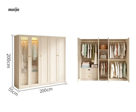 MEIHOUSE French Cream Wardrobe Bedroom Economical Flat Door Storage from MEIHOUSE