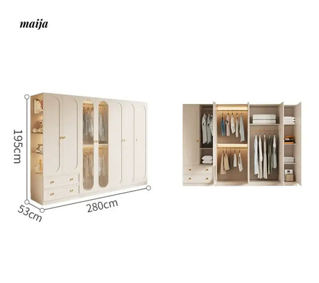 MEIHOUSE French Cream Wardrobe Modern Bedroom Storage Cabinet from MEIHOUSE