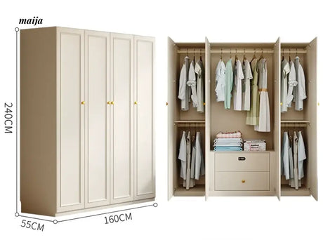 MEIHOUSE French Cream European Pine Wardrobe Bedroom Storage Cabinet from MEIHOUSE