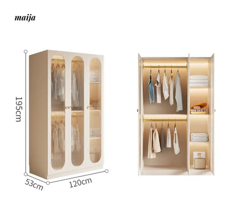 MEIHOUSE French Light Luxury Glass Door Bedroom Wardrobe Locker from MEIHOUSE