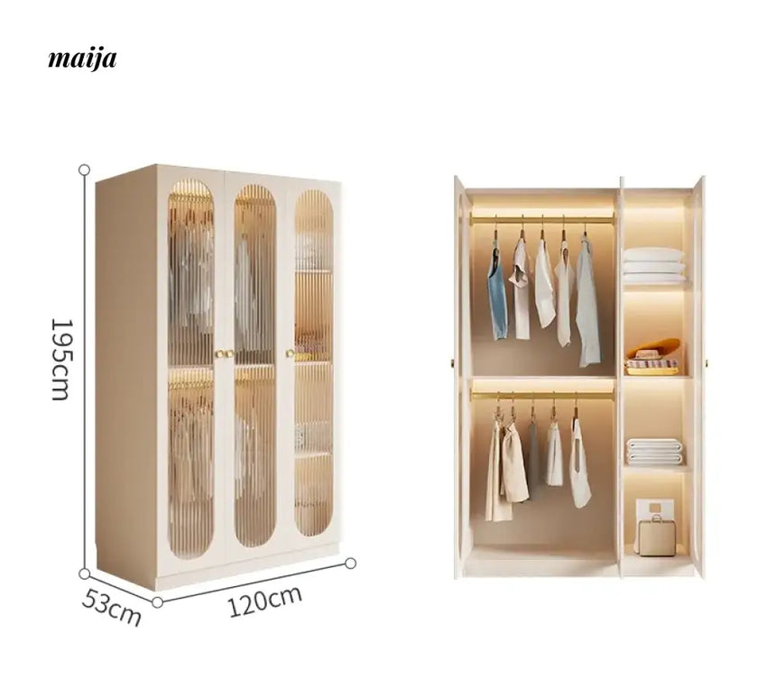 MEIHOUSE French Light Luxury Glass Door Bedroom Wardrobe Locker from MEIHOUSE