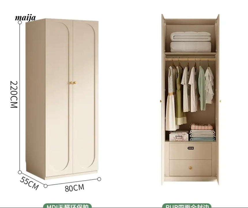 MEIHOUSE French Cream Wardrobe Bedroom Finished Large Storage Cabinet from MEIHOUSE