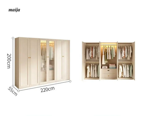 MEIHOUSE French Cream Wardrobe Bedroom Economical Flat Door Storage from MEIHOUSE
