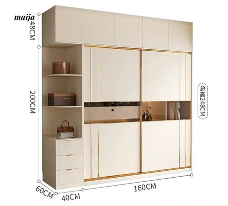 MEIHOUSE Cream Sliding Door Minimalist Bedroom Wardrobe Finished Cabinet from MEIHOUSE