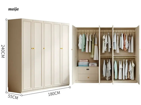 MEIHOUSE French Cream European Pine Wardrobe Bedroom Storage Cabinet from MEIHOUSE