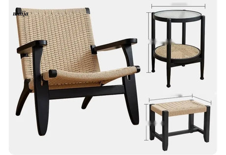19 DREAM SPACE Solid Wood Rattan Sofa Chair from 19 DREAM SPACE