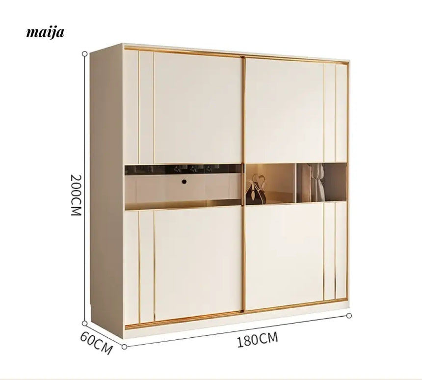 MEIHOUSE Cream Sliding Door Minimalist Bedroom Wardrobe Finished Cabinet from MEIHOUSE