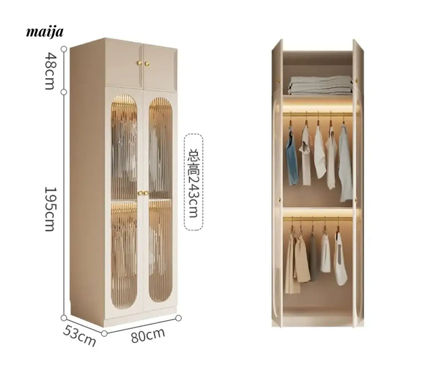 MEIHOUSE French Light Luxury Glass Door Bedroom Wardrobe Locker from MEIHOUSE