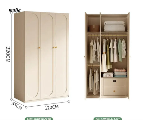 MEIHOUSE French Cream Wardrobe Bedroom Finished Large Storage Cabinet from MEIHOUSE