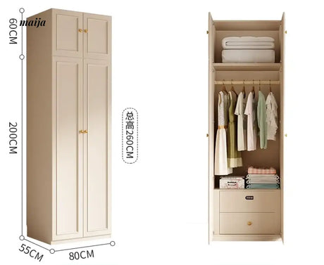 MEIHOUSE French Cream Wardrobe Bedroom Economical Flat Door Storage from MEIHOUSE