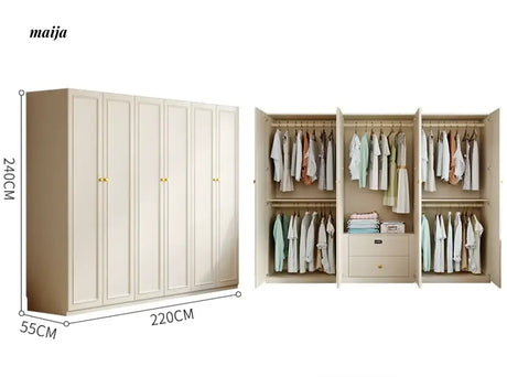 MEIHOUSE French Cream European Pine Wardrobe Bedroom Storage Cabinet from MEIHOUSE