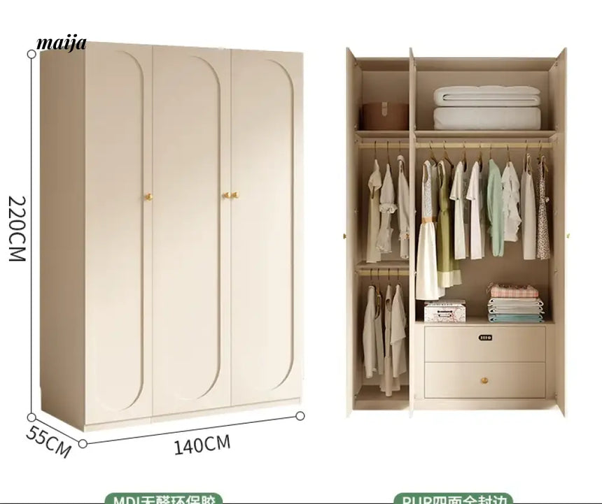 MEIHOUSE French Cream Wardrobe Bedroom Finished Large Storage Cabinet from MEIHOUSE