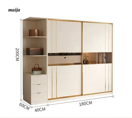 MEIHOUSE Cream Sliding Door Minimalist Bedroom Wardrobe Finished Cabinet from MEIHOUSE