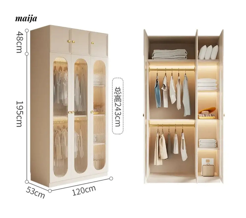 MEIHOUSE French Light Luxury Glass Door Bedroom Wardrobe Locker from MEIHOUSE