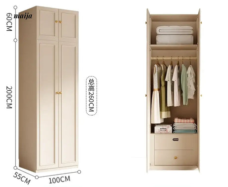 MEIHOUSE French Cream Wardrobe Bedroom Economical Flat Door Storage from MEIHOUSE