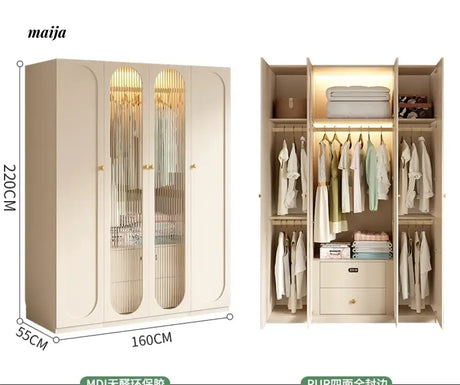 MEIHOUSE French Cream Wardrobe Bedroom Finished Large Storage Cabinet from MEIHOUSE