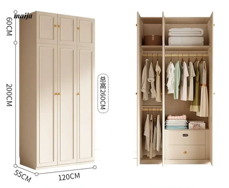 MEIHOUSE French Cream Wardrobe Bedroom Economical Flat Door Storage from MEIHOUSE