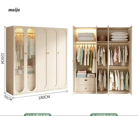 MEIHOUSE French Cream Wardrobe Bedroom Finished Large Storage Cabinet from MEIHOUSE