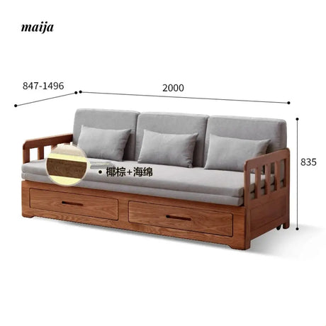 GENJI Andy Solid Wood Sofa Bed with Storage from GENJI